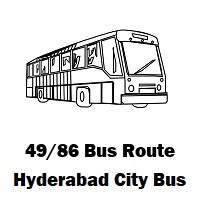 49/86 Bus route Hyderabad Secunderabad Junction to Chilakalguda(Gandhi Statue)