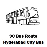 9C Bus route Hyderabad Yousufguda Basti Bus Stop to Mgbs Bus Stop