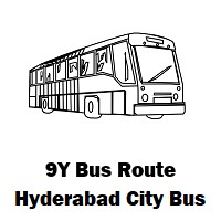 9Y Bus route Hyderabad Yousufguda Basti Bus Stop to Afzalgunj Bus Stop