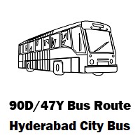 90D/47Y Bus route Hyderabad Dilsukhnagar Bus Station to Film Nagar